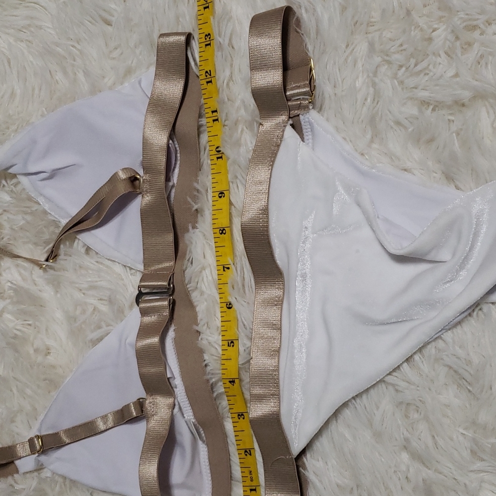✨Brand NWOT✨White Valore, Sand Brown Trim Bikini. So sexy and classy! Beautiful! - Picture 3 of 6